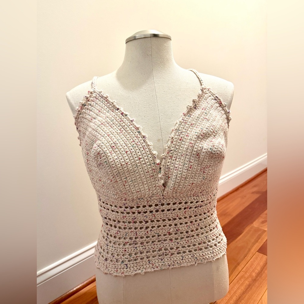Handmade Crochet Festival Top with Corset Back